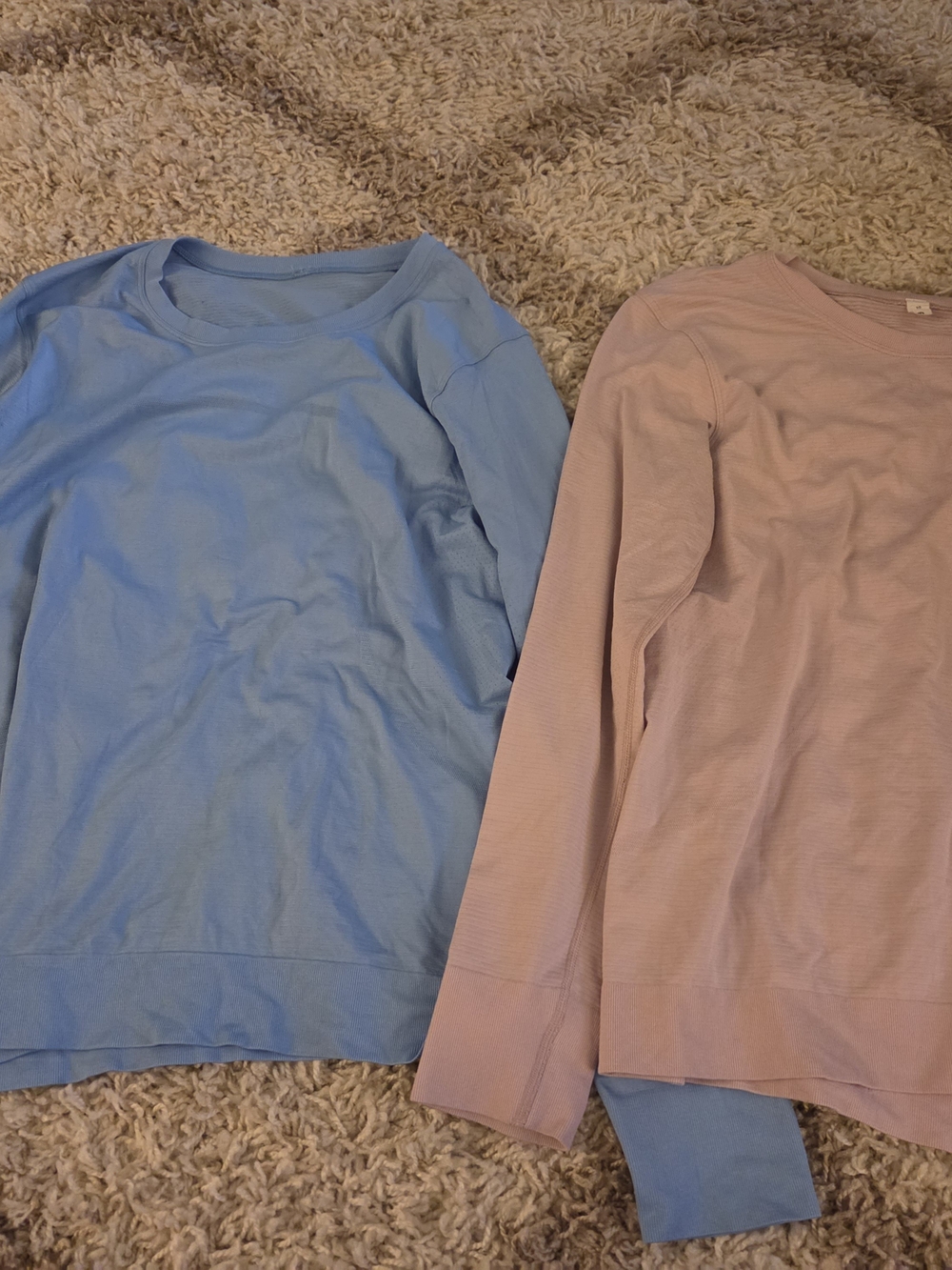 lululemon athletica Long Sleeve Crewneck Tops - Light Blue & Pale Pink